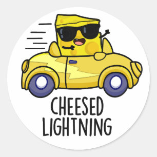 Cheesed Lightning Funny Cheese Pun Ronde Sticker