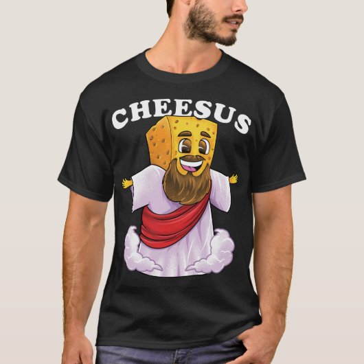 Cheesus Jezus Christus Funny Cheese Christelijk Pu T-shirt (Voorkant)