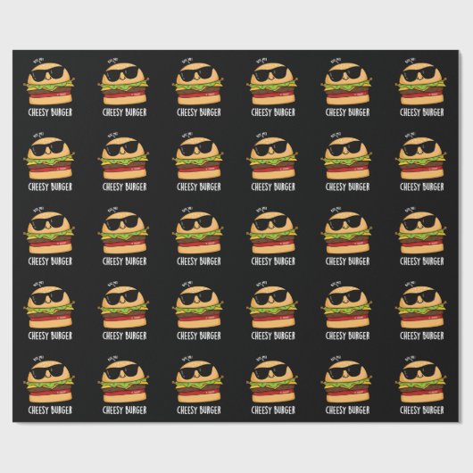 Cheesy Burger Funny Food Puns Donker BG Cadeaupapier (Vlak)