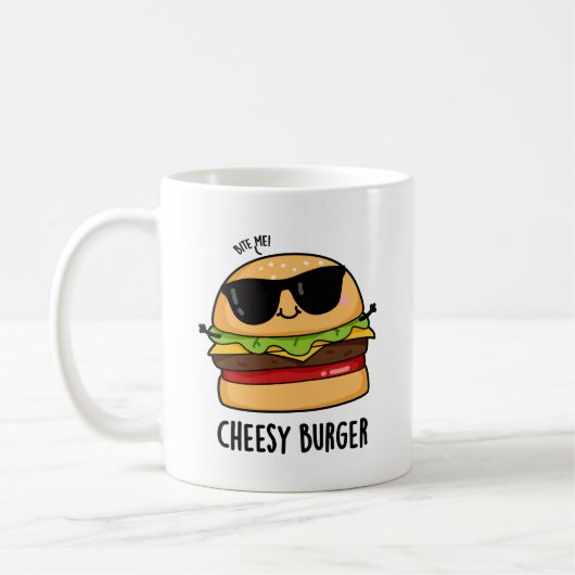 Cheesy Burger Grappige Voedsel Puns Koffiemok (Links)