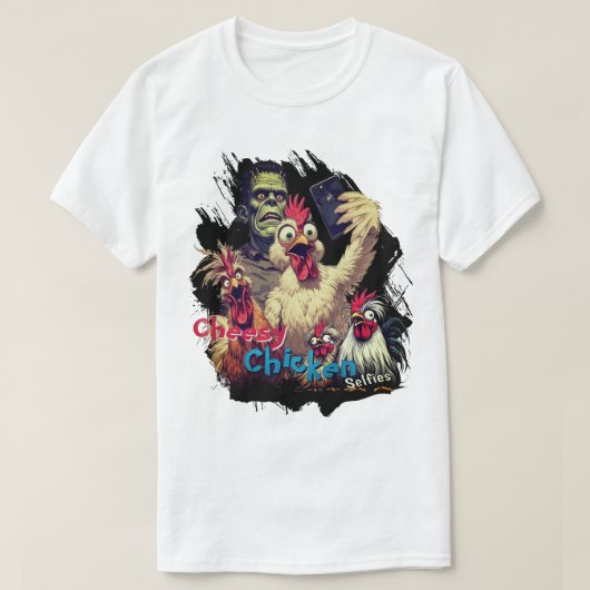 Cheesy Chickens Meet Frankenstein Tee T-shirt (Design voorkant)