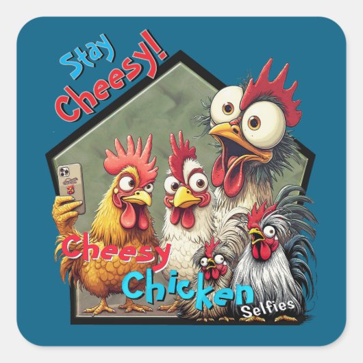"Cheesy Chickens Meetup" Vierkante Sticker (Voorkant)