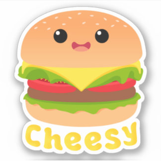 Cheesy Cute Burger Fromage Burger Sticker Foie St.