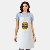 Cheesy Gourmet Burger Illustration Apron Schort (Gedragen)