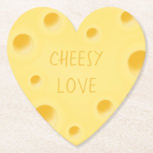 "Cheesy Love" Schattig Aangepast Zwitsers kaashart Kartonnen Onderzetters