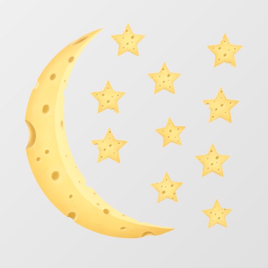 Cheesy Moon & 10 sterren Fanciful Kinderen & Baby Raamsticker (Vel)