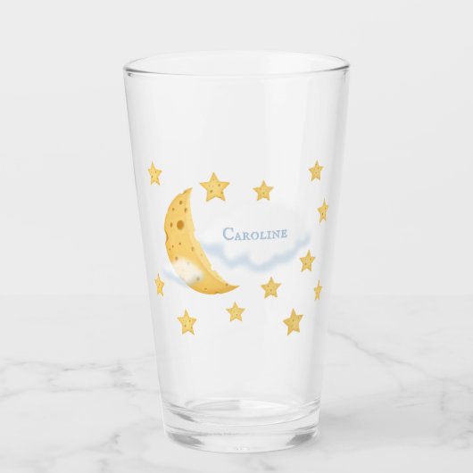 Cheesy Moon & Stars Aangepast Fluffy Cloud Cute Glas (Voorkant)