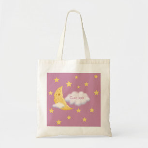 Cheesy Moon & Stars Aangepast Fluffy Cloud Roos Tote Bag