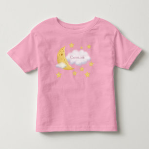 Cheesy Moon & Stars Aangepast Fluffy Cloud Roze Kinder Shirts