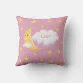 Cheesy Moon & Stars Aangepast Fluffy Cloud Roze Kussen (Achterkant)