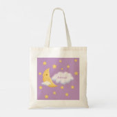 Cheesy Moon & Stars Fluffy Cloud, lila naam Tote Bag (Achterkant)