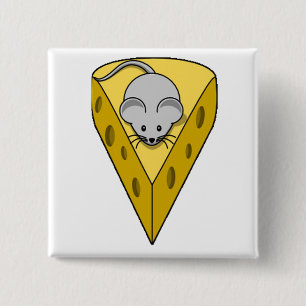 Cheesy Mouse Vierkante Button 5,1 Cm
