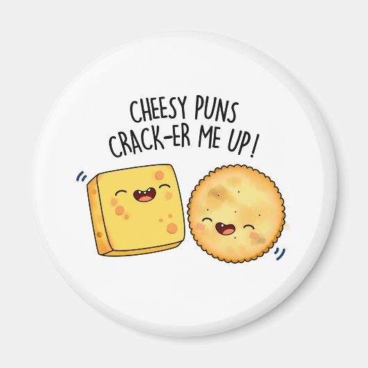 Cheesy Puns Crack-er Me Up Funny Cheese Pun Magneet (Voorkant)