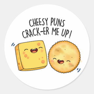 Cheesy Puns Crack-er Me Up Funny Cheese Pun Ronde Sticker