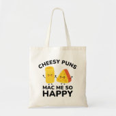 Cheesy Puns Mac Zo blij Tote Bag (Voorkant)