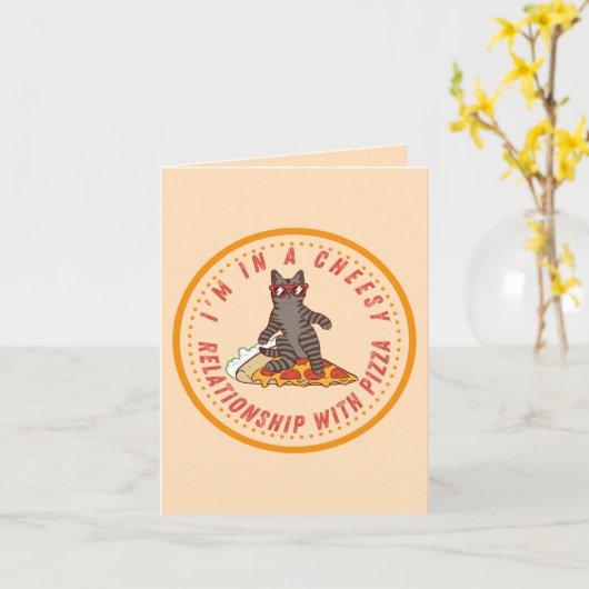 Cheesy Relatie met Pizza - Funny Pizza Relat Kaart (Gele Bloem)