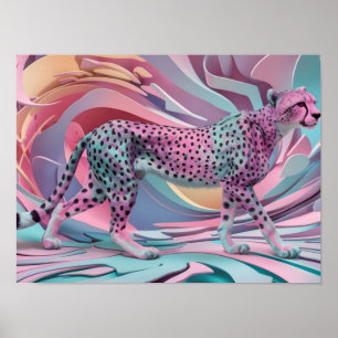 Cheetah Abstract behang in pastelkleur Poster