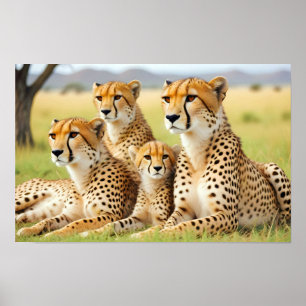 Cheetah Animal Natuur Wildlife Affection Caring Poster