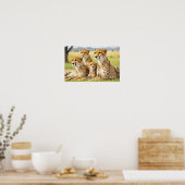 Cheetah Animal Natuur Wildlife Affection Caring Poster (Keuken)