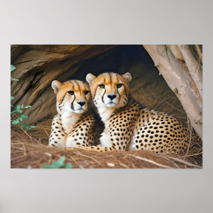 Cheetah Animal Natuur Wildlife Affection Caring Poster