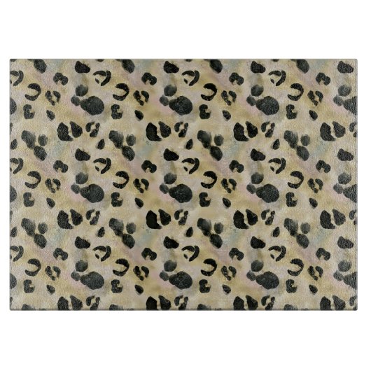 Cheetah Animal Print Black, Gold Snijplank (Voorkant)
