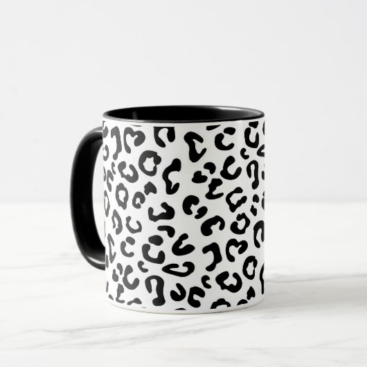 Cheetah Animal Print in zwart-wit Mok (Voorkant links)