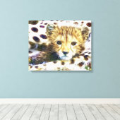 Cheetah animal sauvage Cub Toile enveloppée (Insitu (Plancher de Bois))