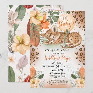 Cheetah Baby shower Invitation Safari Baby Kaart
