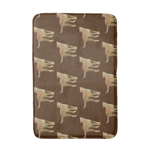 Cheetah Bath Mat on Brown Background (Voorkant Verticaal)