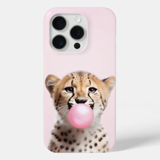 Cheetah Blowing Pink Bubble Gum Telefoon Case (Achterkant)