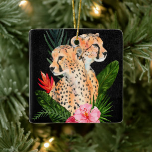 Cheetah Bouquet Keramisch Ornament