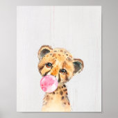 Cheetah Bubble Oerwoud Safari Nursery Art Print (Voorkant)