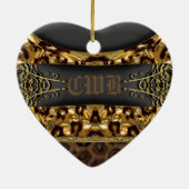 Cheetah Charm Monogram Keramisch Ornament (Achterkant)