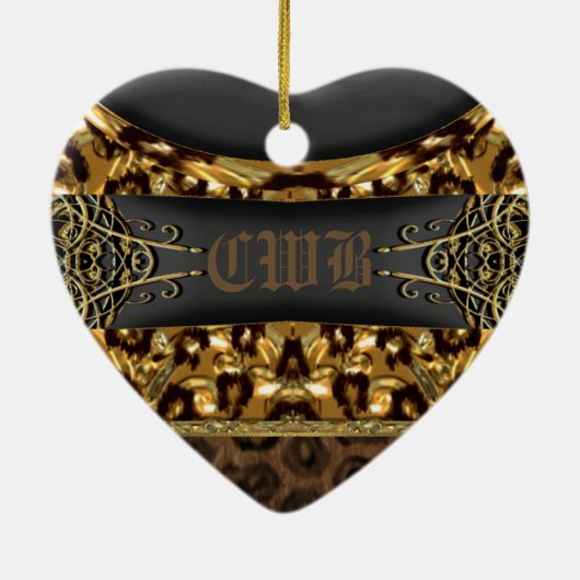 Cheetah Charm Monogram Keramisch Ornament (Achterkant)