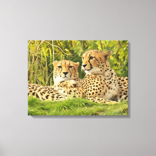 Cheetah Companions - Rusten in het wild Canvas Afdruk
