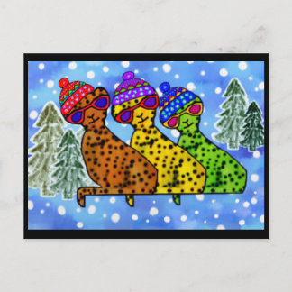 Cheetah Cool Chats Jour de la Neige Cartes postale
