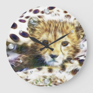 Cheetah Cub fractal wandklok Grote Klok
