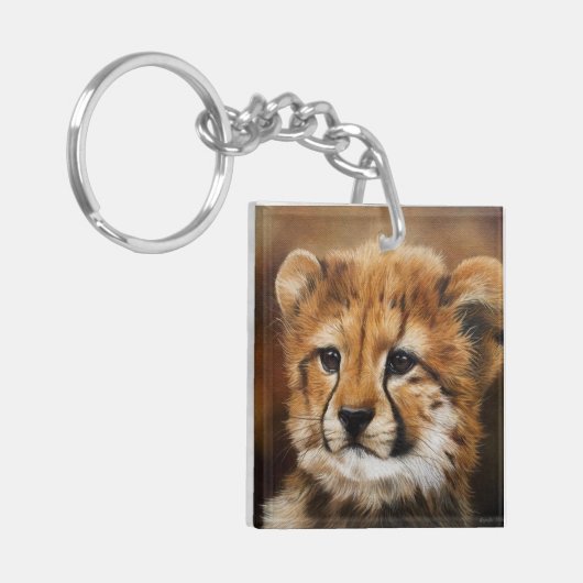 Cheetah Cub Two Sided Sleutelhanger (Voorkant Links)