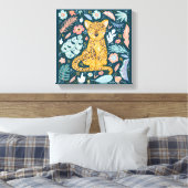 Cheetah Cute Floral Canvas Afdruk (Insitu (Slaapkamer))