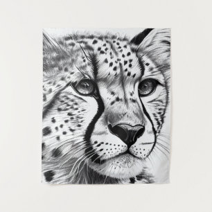 Cheetah Dier Wilde Natuur Illustratie Lijn Epic Wandkleed