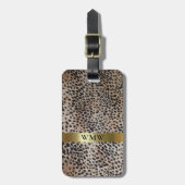 Cheetah Digitaal Leer Goud Metallic Monogram Lug Bagagelabel (Voorkant verticaal)