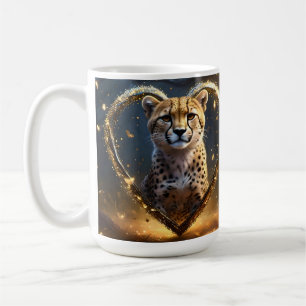 Cheetah: een gouden liefdeshart koffiemok