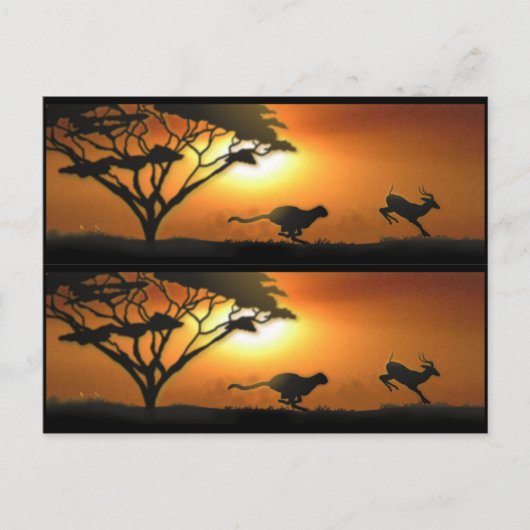 Cheetah en Gazelle-boekmerktekens Briefkaart (Voorkant)