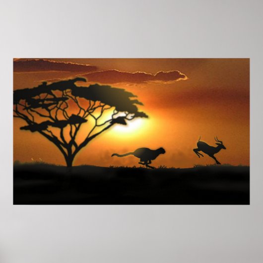 Cheetah en Gazelle Poster (Voorkant)