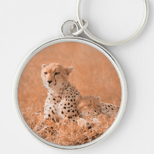 Cheetah en kubuskunst sleutelhanger