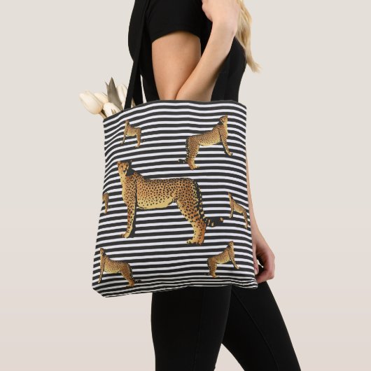 Cheetah en stripe Pattern Draagtas (Dichtbij)