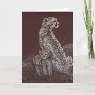 Cheetah Family Art Greeting Card Kaart