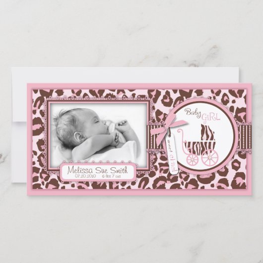 Cheetah fille Carte photo rose (Devant)