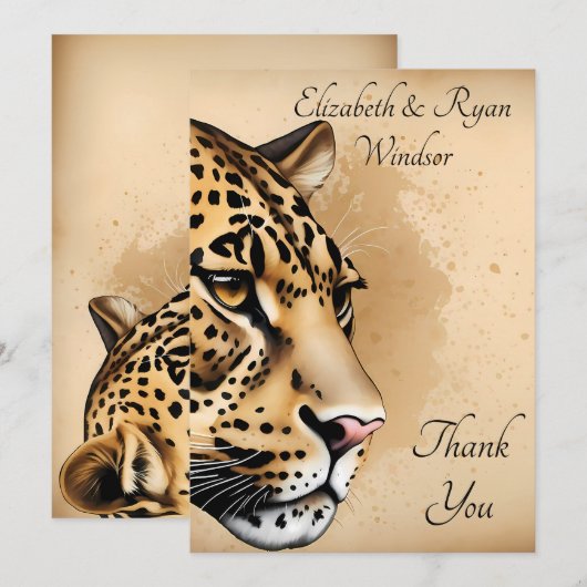 Cheetah Flat Carte de remerciements (Devant / Derrière)