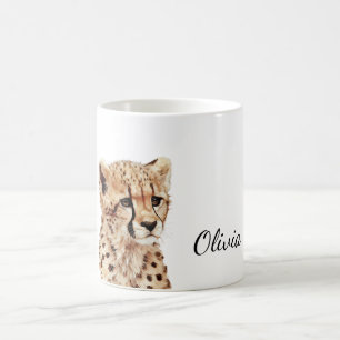 Cheetah gezicht gepersonaliseerd koffiemok
